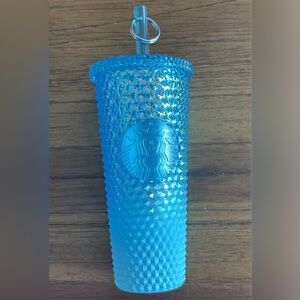 Starbucks iridescent light blue keychain